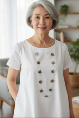 Handmade Metal Chain Necklace with Glass Beads and recycled plastic stars
