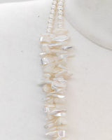 Handmade Mother of Pearl Beads Necklace with Tassel – Natural Abstract Statement Jewelry, Lightweight Summer Necklace, Unique Gift for Women