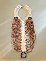 Handmade Papua Tribal Statement Necklace – Upcycled Shell, Bone & Pearl Barley Ethnic Wall Art Jewelry -  Limited Edition