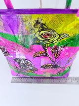 Hand-Painted Rose Recycled Leather Crossbody & Shoulder Bag