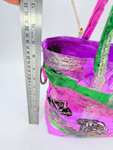 Hand-Painted Rose Recycled Leather Crossbody & Shoulder Bag