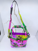 Hand-Painted Rose Recycled Leather Crossbody & Shoulder Bag