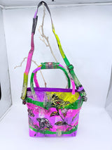 Hand-Painted Rose Recycled Leather Crossbody & Shoulder Bag