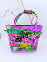 Hand-Painted Rose Recycled Leather Crossbody & Shoulder Bag