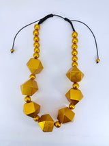 Handmade Recycled Wood Chunky Diamond Necklace – Sustainable Statement Jewellery