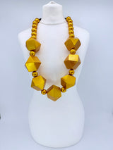Handmade Recycled Wood Chunky Diamond Necklace – Sustainable Statement Jewellery