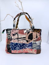 Handmade Square 1970's Batik Tote Bag From Recycled Fabric