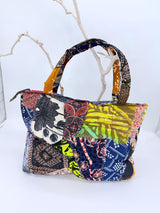 Handmade Square 1970's Batik Tote Bag From Recycled Fabric