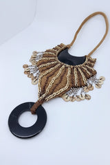 Earth & Ocean Tribal Macramé Bib Necklace – Handmade Shell & Stone Statement Jewellery