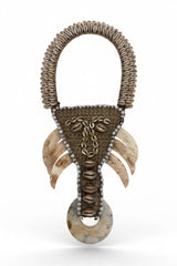 Asmat Inspired Shell & Fish Bone Statement Necklace with Semi-Precious Stone Pendant
