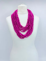 Handmade 10 Strand Recycled Wooden Beans Necklace | Sustainable Statement & Minimalist Jewelry