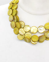 Handmade 3 layers statement elegant necklace-Vintage mother of pearl coins (Copy)