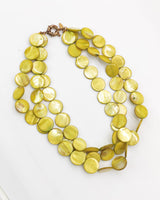 Handmade 3 layers statement elegant necklace-Vintage mother of pearl coins (Copy)