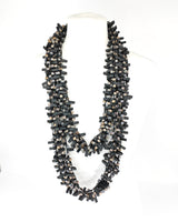 Handmade Hand-Crocheted Recycled Wood Bead & Rubber Necklace | Eco Statement Jewellery