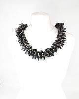 Handmade Hand-Crocheted Recycled Wood Bead & Rubber Necklace | Eco Statement Jewellery
