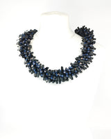 Handmade Hand-Crocheted Recycled Wood Bead & Rubber Necklace | Eco Statement Jewellery