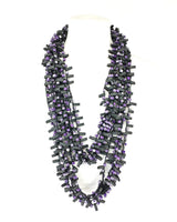 Handmade Hand-Crocheted Recycled Wood Bead & Rubber Necklace | Eco Statement Jewellery