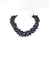 Handmade Hand-Crocheted Recycled Wood Bead & Rubber Necklace | Eco Statement Jewellery