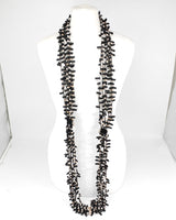 Handmade Hand-Crocheted Recycled Wood Bead & Rubber Necklace | Eco Statement Jewellery