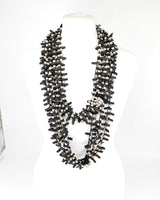 Handmade Hand-Crocheted Recycled Wood Bead & Rubber Necklace | Eco Statement Jewellery