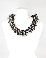 Handmade Hand-Crocheted Recycled Wood Bead & Rubber Necklace | Eco Statement Jewellery