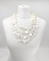 Handmade 5layers statement elegant necklace-Vintage mother of pearl coins