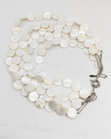 Handmade 5layers statement elegant necklace-Vintage mother of pearl coins