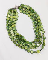Handmade 5layers statement elegant necklace-Vintage mother of pearl coins