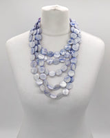 Handmade 5layers statement elegant necklace-Vintage mother of pearl coins
