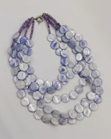Handmade 5layers statement elegant necklace-Vintage mother of pearl coins