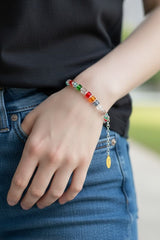 Handmade Adjustable Crystal Cube Bracelet | Minimalist Elegant Stackable Crystal Jewellery