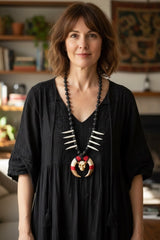 Handmade Asmat Ethnic Bone Necklace with Small Skull Pendant