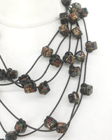 Handmade Ceramic Cube Bead Statement Necklace | 3 Strands - Jianhui London