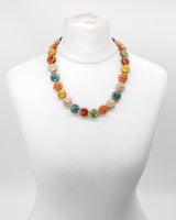Handmade Colorful Ceramic Beads Necklace – Boho Spring Summer Jewelry Gift for Women