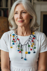 Handmade Colorful Statement Necklace – Sustainable Recycled Plastic Jewelry | Lightweight Water Lily Design UK