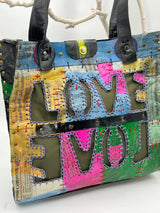 Cross Body Tote Bag with LOVE From Recycled Leather