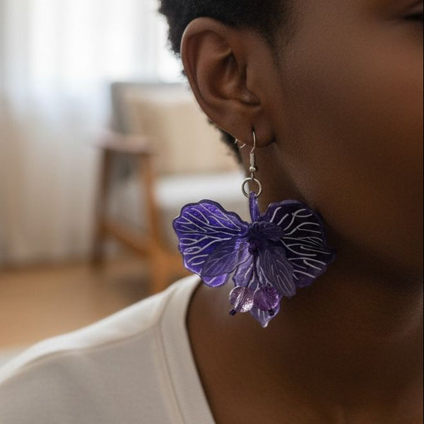 Irises Flower Earrings Inspired by Van Gogh – Lightweight Handmade