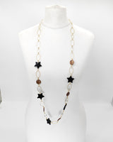 Handmade Metal Chain Necklace with Glass Beads and recycled plastic stars