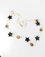 Handmade Metal Chain Necklace with Glass Beads and recycled plastic stars