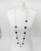 Handmade Metal Chain Necklace with Glass Beads and recycled plastic stars