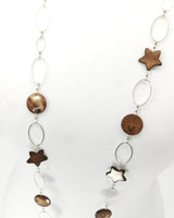 Handmade Metal Chain Necklace with Glass Beads and recycled plastic stars