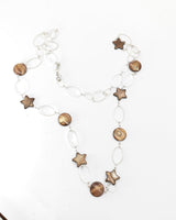 Handmade Metal Chain Necklace with Glass Beads and recycled plastic stars