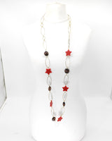 Handmade Metal Chain Necklace with Glass Beads and recycled plastic stars