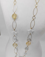 Handmade Metal Chain Necklace with Glass Beads and recycled plastic stars