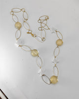 Handmade Metal Chain Necklace with Glass Beads and recycled plastic stars