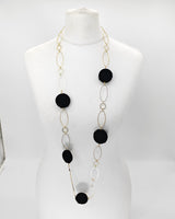 Silver Plated Chain with Handmade recycled forest green velvet buttons