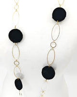 Silver Plated Chain with Handmade recycled forest green velvet buttons