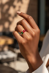 Handmade Minimalist Crystal Elastic Ring | Tiny Crystal Stretch Ring | Stackable Gemstone Ring | Echo Minimal Collection