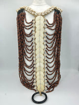 Handmade Papua Tribal Statement Necklace – Upcycled Shell, Bone & Pearl Barley Ethnic Wall Art Jewelry -  Limited Edition