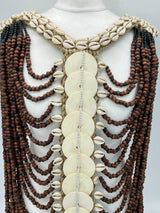 Handmade Papua Tribal Statement Necklace – Upcycled Shell, Bone & Pearl Barley Ethnic Wall Art Jewelry -  Limited Edition